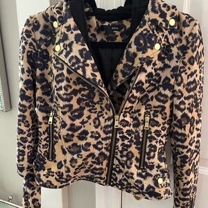 NWOT Aqua Women's Leopard SoftJacket - Black and Tan